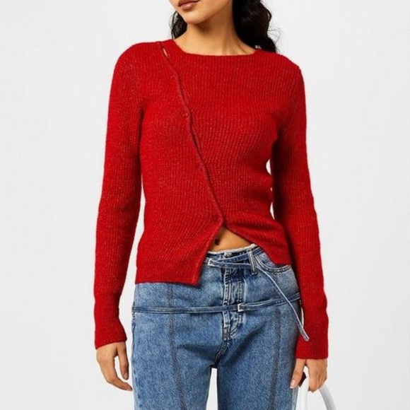 SOLD—Jacquemus Women's Red La Maille Pau Asymmetric Cardigan Size EU 38 - Picture 1 of 5
